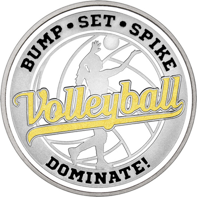 Gold "Volleyball" with White Outer Circular Borders